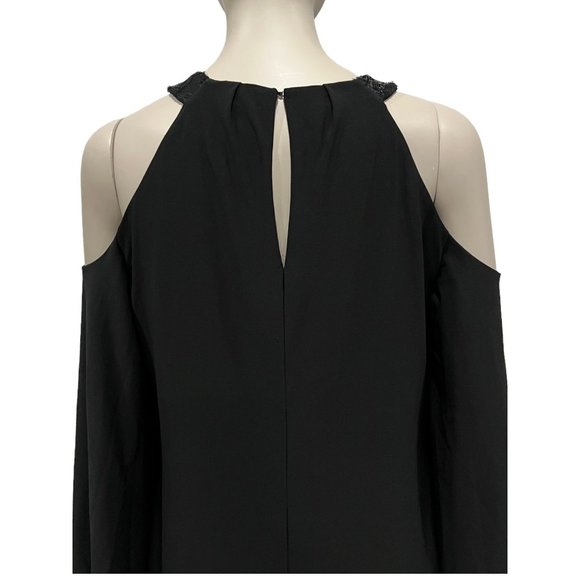 Ralph Lauren Sheath Dress Cold Shoulder Sequin Halter Neck Black Party C… - Picture 6 of 11